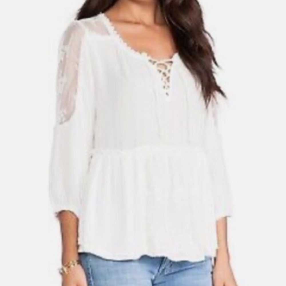 NWT Free People Romance of the Rose Top in Snow Size Medium